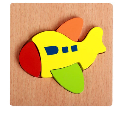 Basic Kids Starter Puzzle Various Designs Bear, Airplane, Butterfly, Bee, Ladybug, Boat Wooden Puzzle