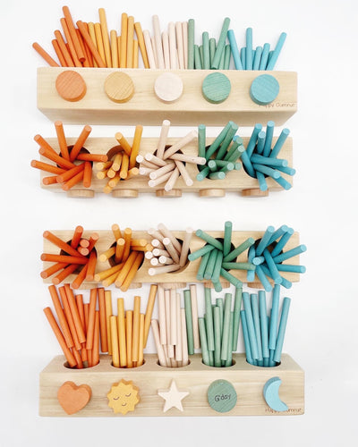 Happy Gumnut Montessori Counting Stick Number Rods with Magnetic Tray