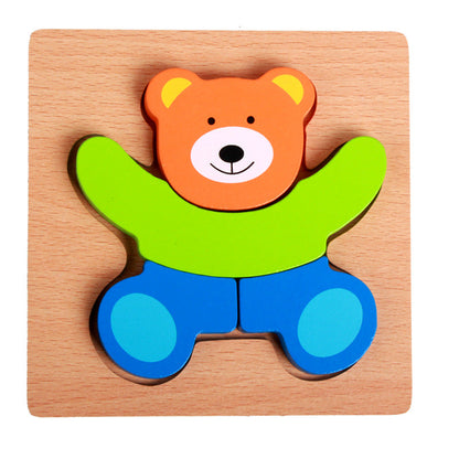 Basic Kids Starter Puzzle Various Designs Bear, Airplane, Butterfly, Bee, Ladybug, Boat Wooden Puzzle