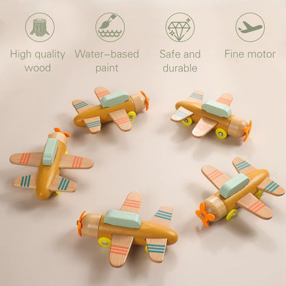 Creative Children's Wooden Small Airplane Toy Puzzle Exercise