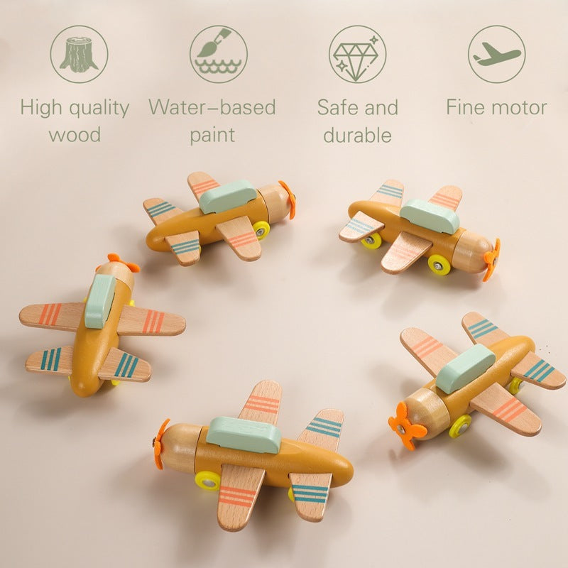 Creative Children's Wooden Small Airplane Toy Puzzle Exercise