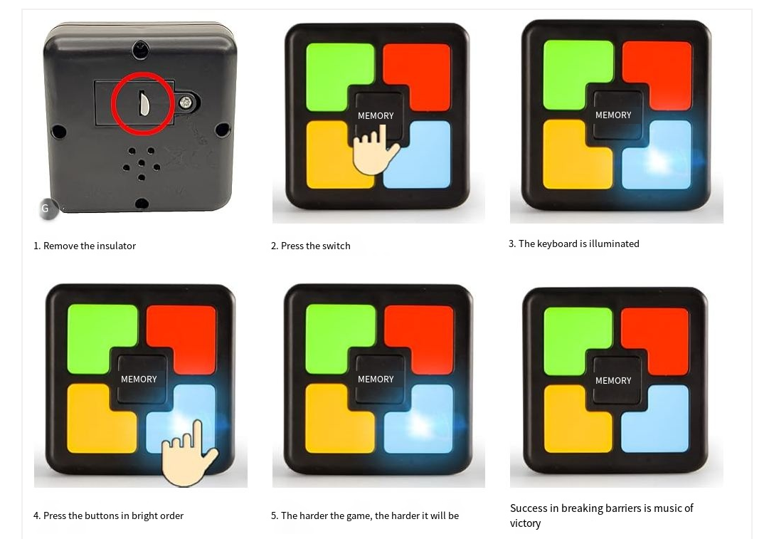 Fidtoy Memory Training Game with Light and Sound Portable Electronic Sequence Toy for Kids Ages 2-6