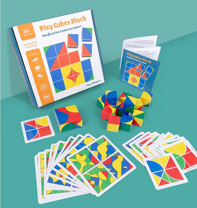 Jeu de société en bois pour enfants : motifs de Pixy Cubes
