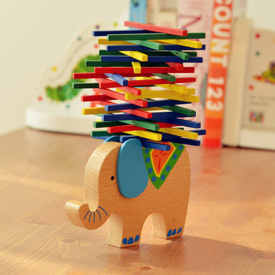 Juguete educativo de equilibrio de madera de elefante y camello