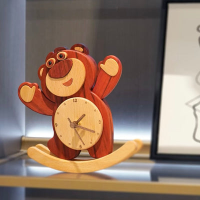 Horloge à bascule en bois Disney Lotso – Horloge artisanale en bois massif avec mouvement de balancier