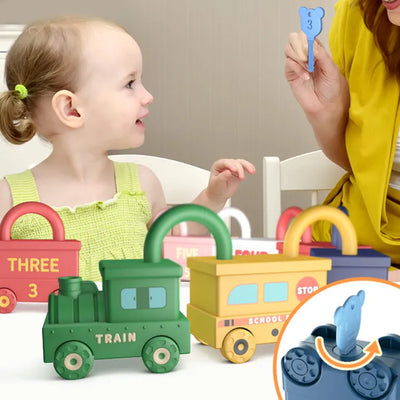 Fidtoy Unlock Train Team – Múltiples Vagones de Tren con Cerraduras para Niños