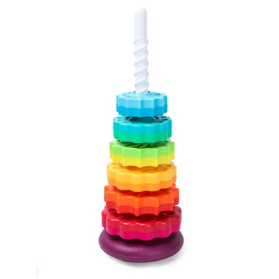 Fidtoy Rainbow Spinning Stacking Tower Toy – Sensory Learning Toy for Toddlers 1+