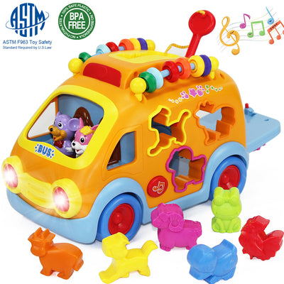 Fidtoy Bus Musical d'Activités avec Puzzle Animaux pour Tout-petits