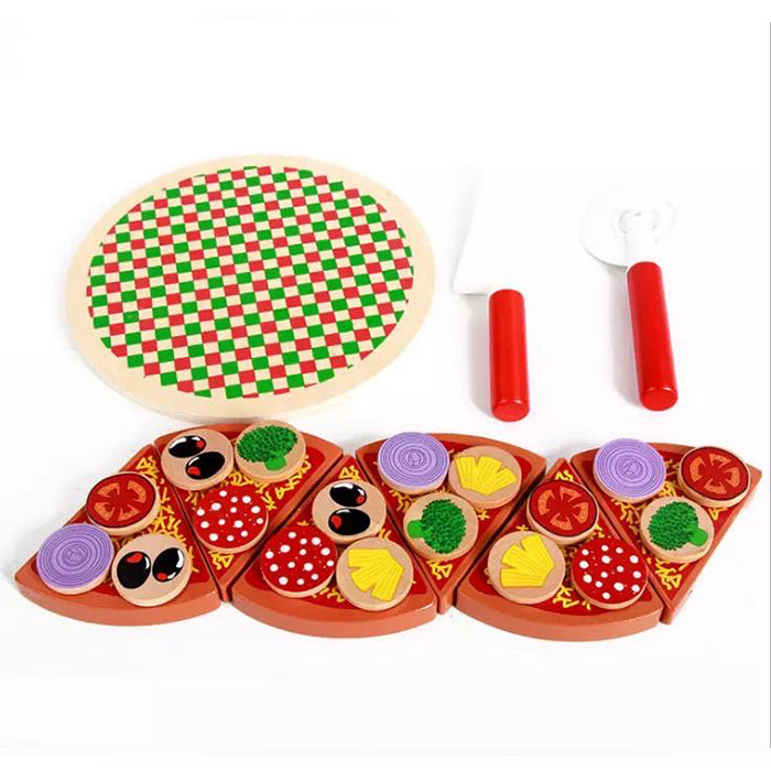 Wooden Pizza Play Set- Fine motor skills toys