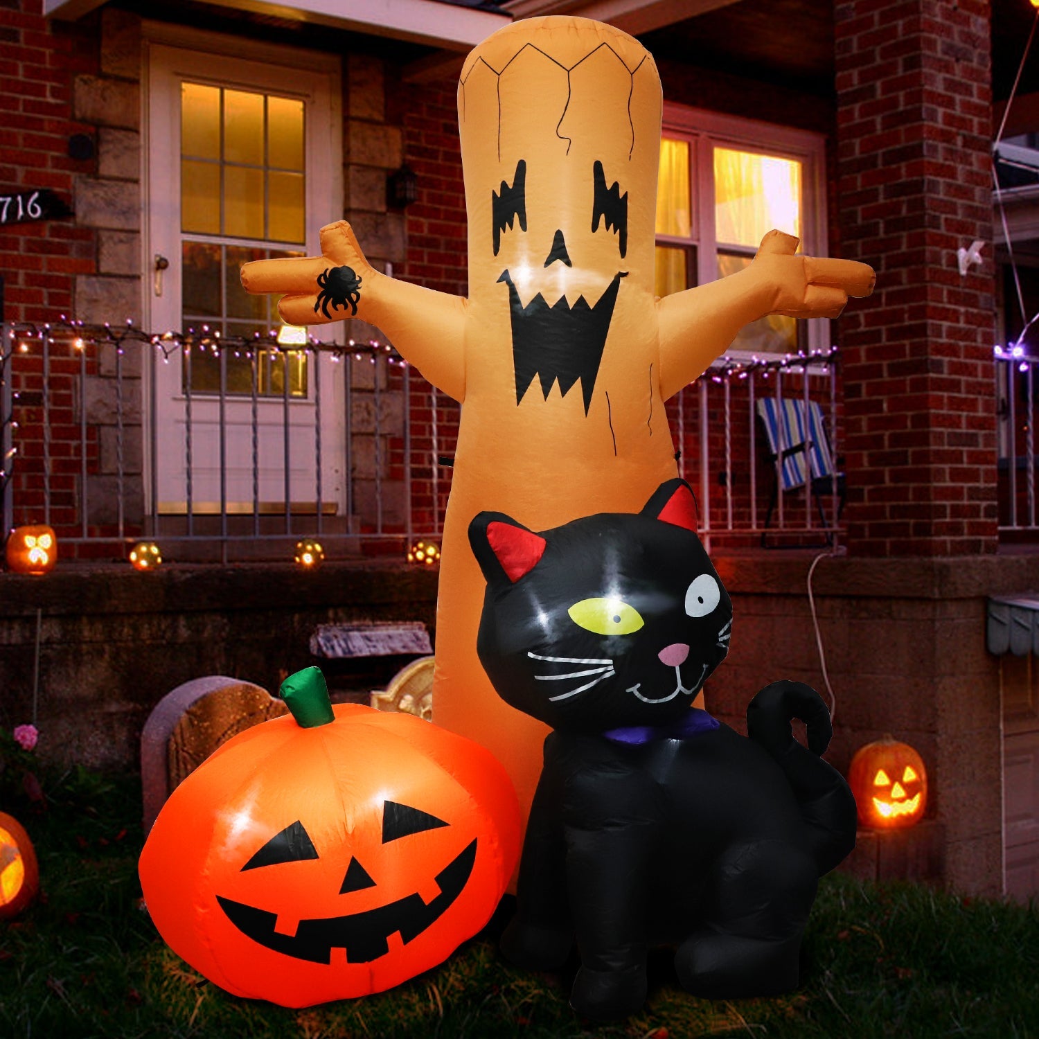 8 FT Inflatable Halloween Outdoor Decoration Dead Tree, Pumpkin and Black Cat