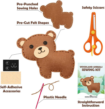Wood Animals Sewing Craft Kit for Kids