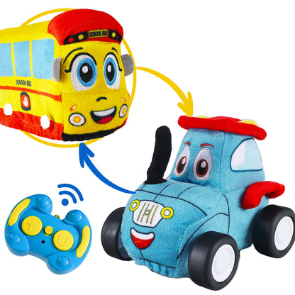 Baby Soft Remote Control Toy Cars, Toddler RC Tractor Truck School Bus