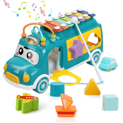 Autobús Clasificador de Formas Musical Fidtoy para Niños Pequeños de 12 Meses en Adelante