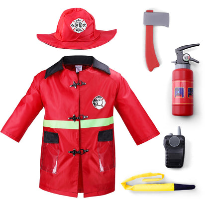 Kids Fireman Dress Up Set Pretend Role Play Firefighter