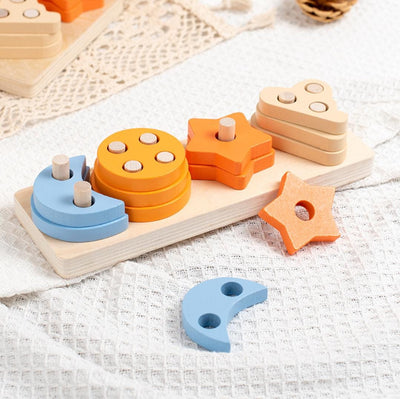 Wooden Star and Crescent Shape sorting Column - 299
