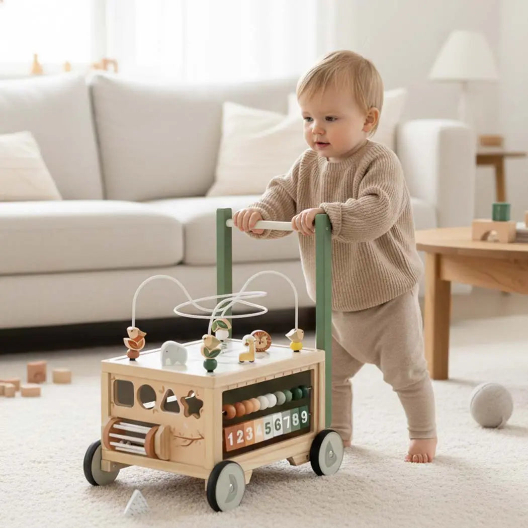 Fidtoy Adjustable Push Walker with Interactive Activity Cube
