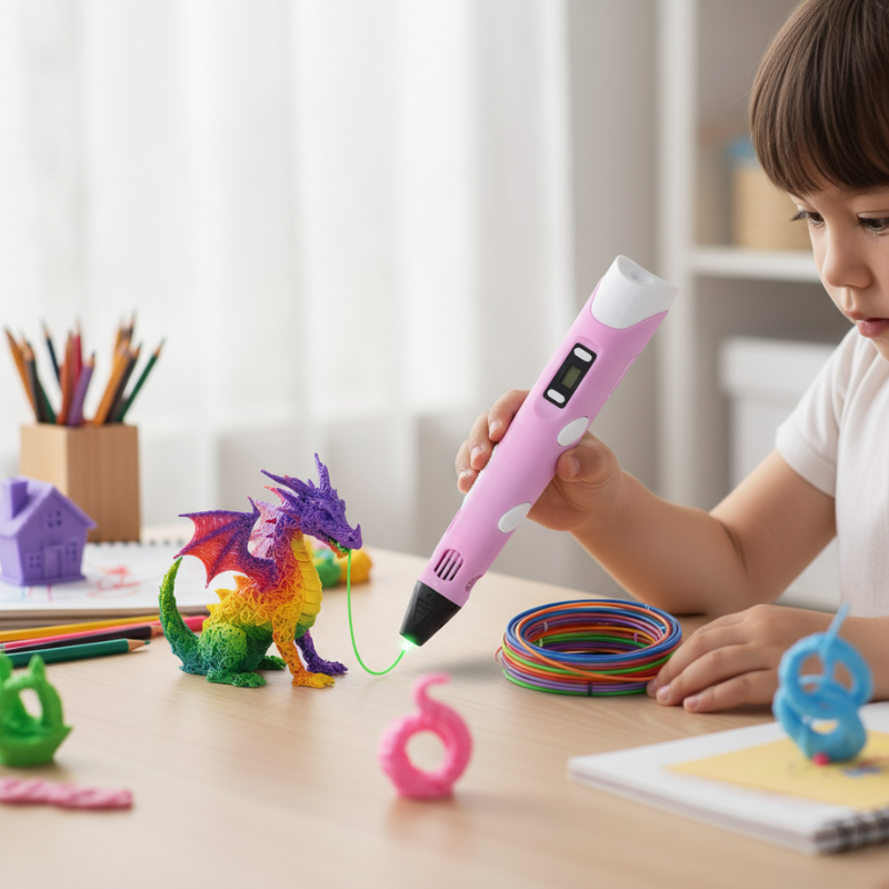 3D Printing Pen Set – Portable Drawing Pen with LED Display & PLA Filament for Kids & Adults