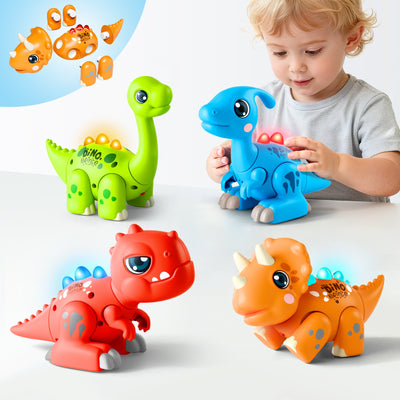 Juego de juguetes armables de dinosaurios Fidtoy con luces y sonidos para niños pequeños