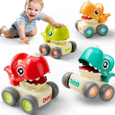 Fidtoy Jouet de voiture Dinosaure à presser et avancer avec sifflet pour les tout-petits