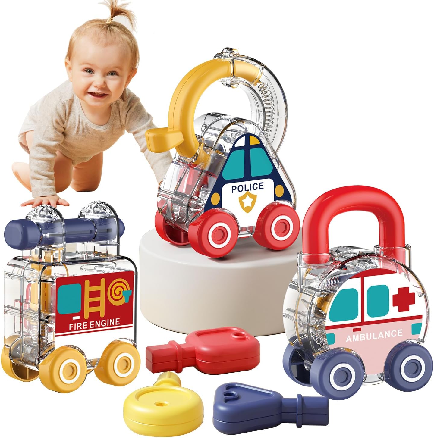 Transparent Transport and Shape Recognition Lock and Key 3 pieces - 03B