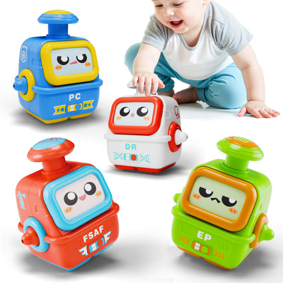 Fidtoy Press to Go Robot Car Toys for Toddlers - Lot de 4
