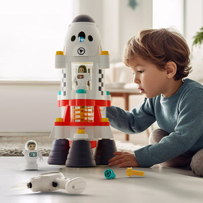 Fidtoy Interstellar Assembly Rocket Toy with Lights and Sounds