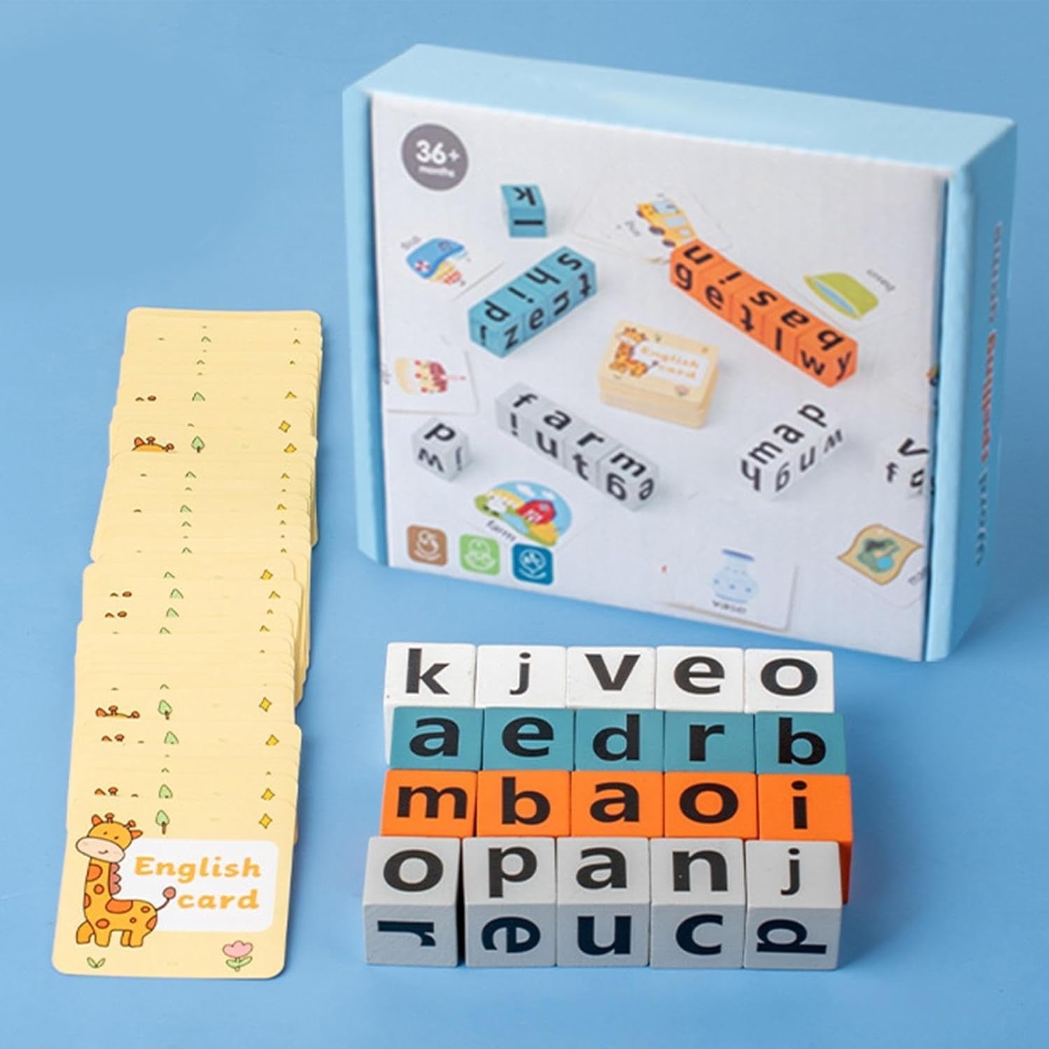 Wooden Spelling Blocks Game - 2 to 4 Players