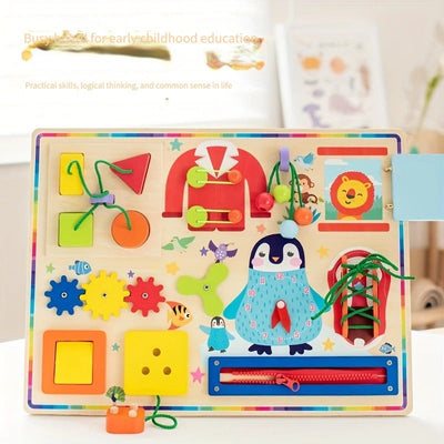 10in1 Wooden Sensory Busy Board Activity for Toddlers - A02