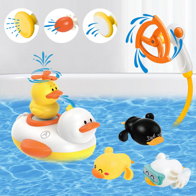 Fidtoy Duck Bath Toy Set with Spray Ducks and Shower Heads