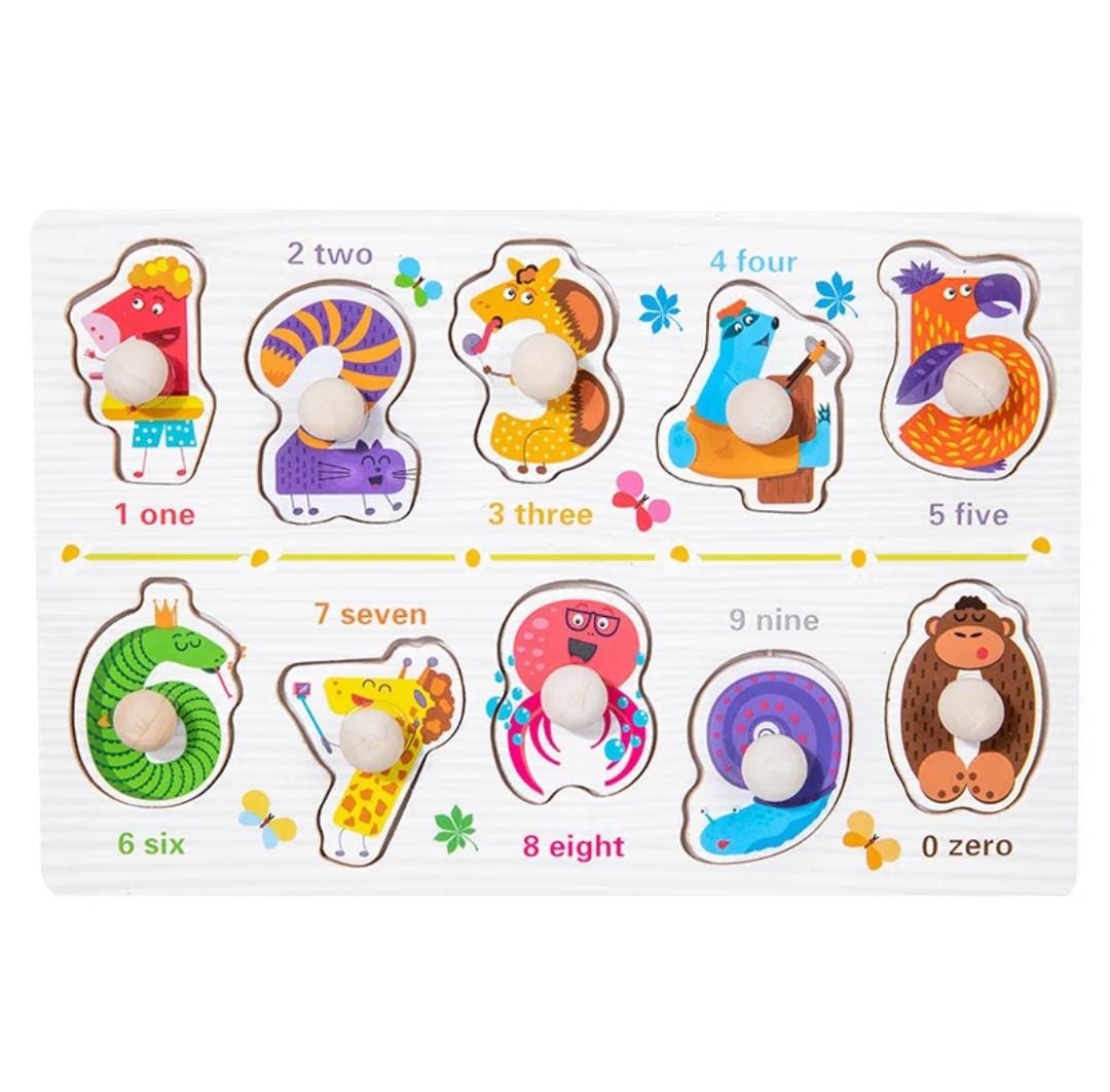 Wooden Small Animal Numbers Knob Board - 844