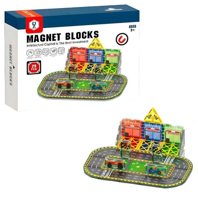 STEM Race Track Magnetic Tiles Construction Blocks 29 pieces - 77A