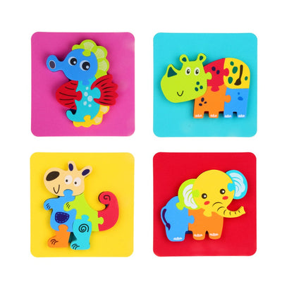Fidtoy Soft Foam Animal Bath Puzzle Set for Toddlers – 4 Types EVA Water Play Shape Matching Learning Toy