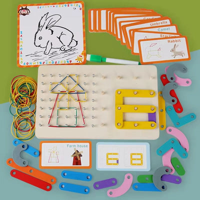 Wooden Geo Montessori Bands and Pattern Cards with Drawing Card - 564