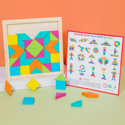 Wooden Geometrical Shapes Pattern Tangram Puzzle - 533