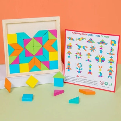 Wooden Geometrical Shapes Pattern Tangram Puzzle - 533