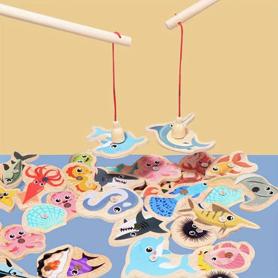 Jouet de Pêche Magnétique en Bois