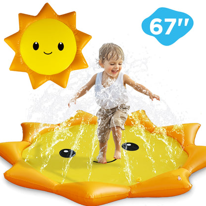 Pool Wave Toddler Splash Pad, Inflatable Water Sprinkler Play Mat