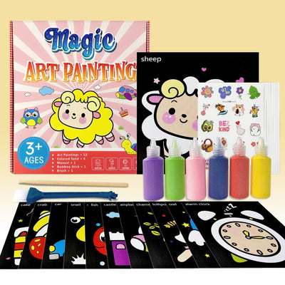 Kit d'art sur sable pour enfants avec sables colorés et cartes créatives