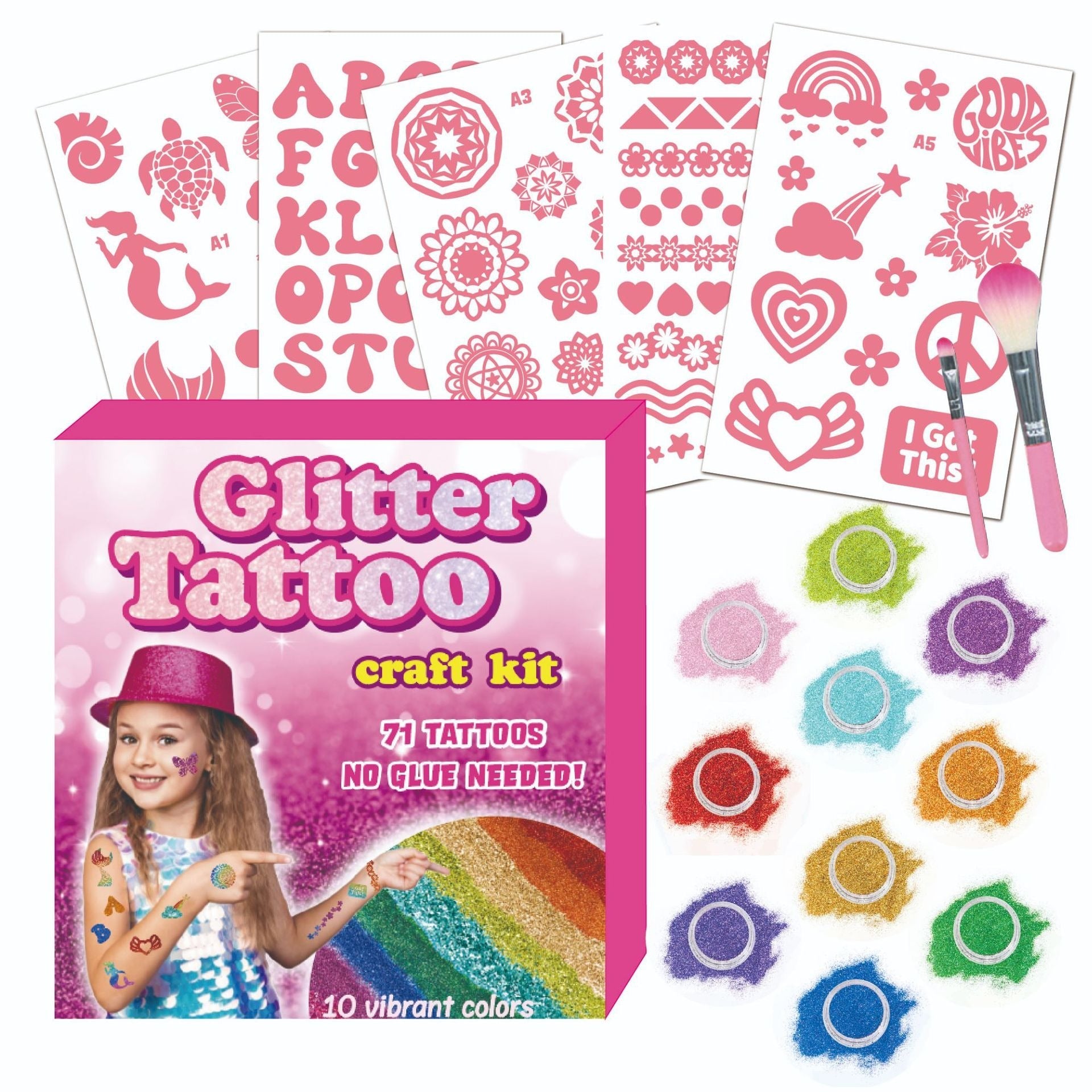 Kids DIY Glitter Tattoo Set Party Craft Kit