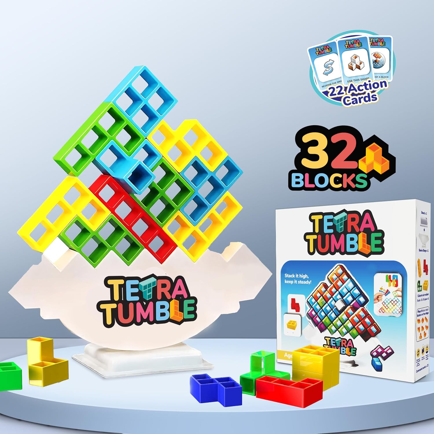 Tetra Tower Stacking Fun Balance Game 32 Blocks - 132
