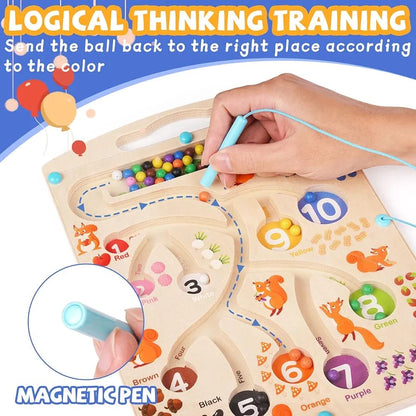 Wooden Magnetic Color and Number Maze Board - 018