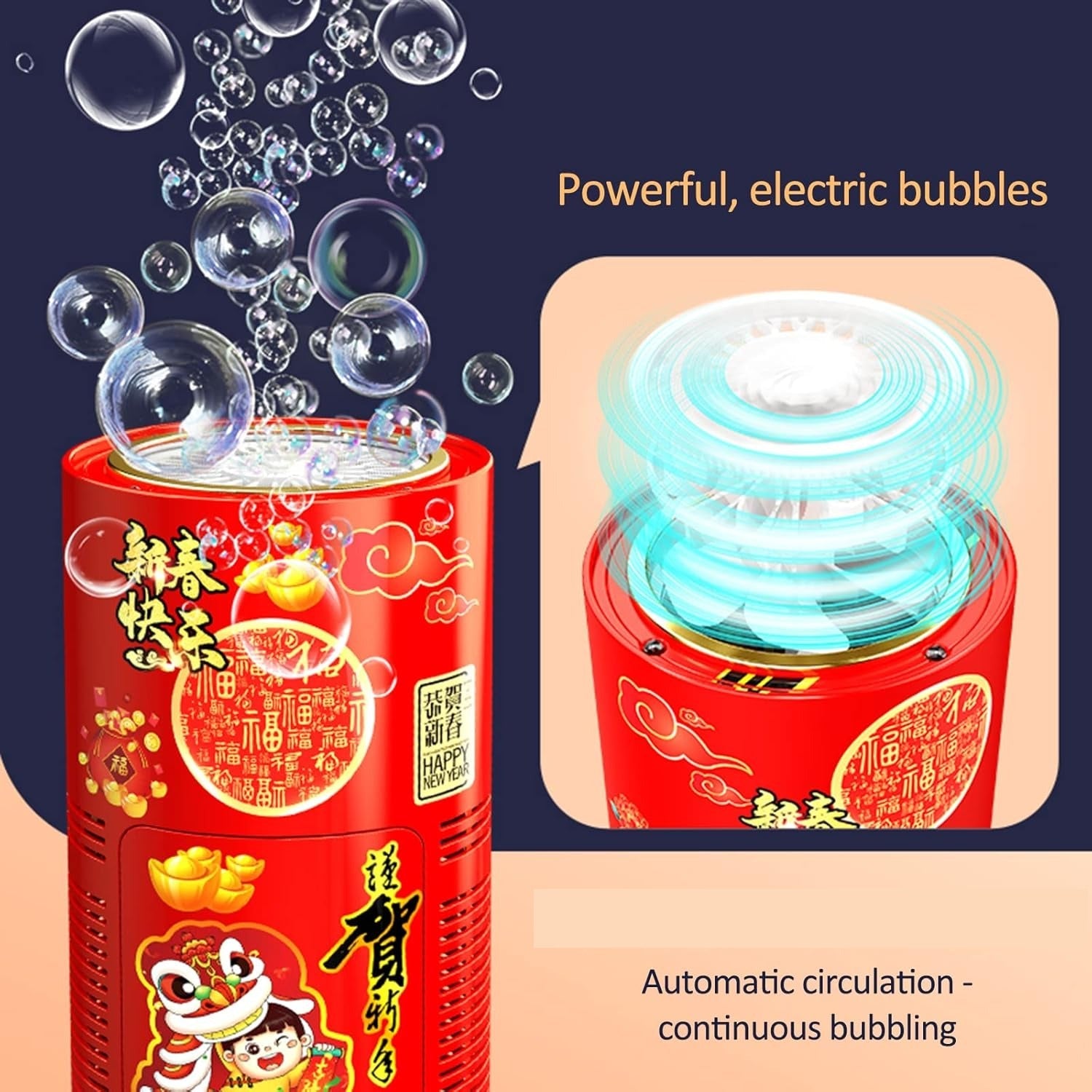 Máquina automática de burbujas eléctrica con luces de colores - 024