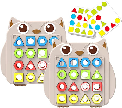 Défi Hibou Amusant : Associer les Formes aux Cartes de Modèles à Deux Joueurs - 104