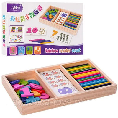Fidtoy Wooden Math Counting Sticks Toy Montessori Number Learning Set for Preschool Kids