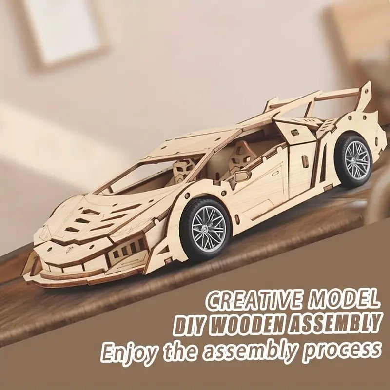 3D Wooden Mechanical Lamborghini Pull Back 114 Piece - 805