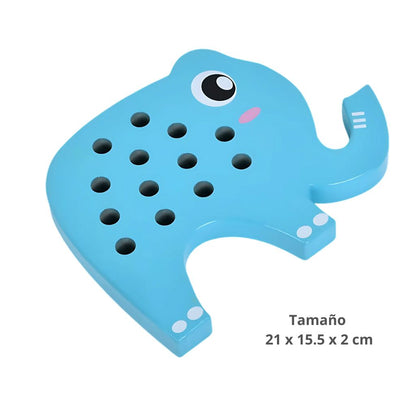Set de Enhebrado Patito y Elefante de Madera
