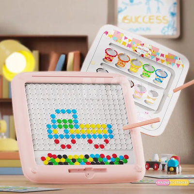Tablero de dibujo magnético 2 en 1 con cuentas magnéticas y combinación de colores - 134