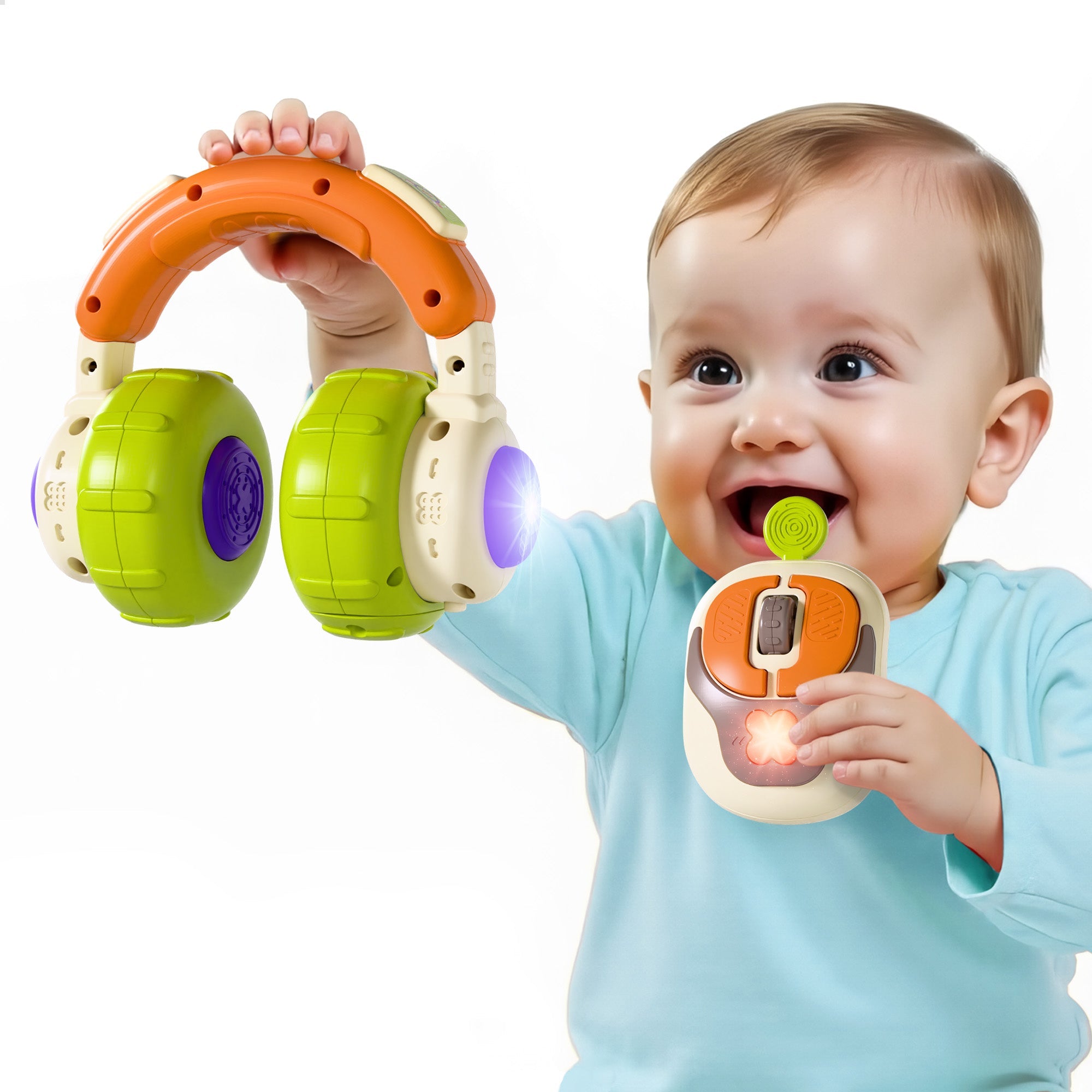 Baby Musical Toy 6-12 Month, Infant Pretend Headphone & Mouse