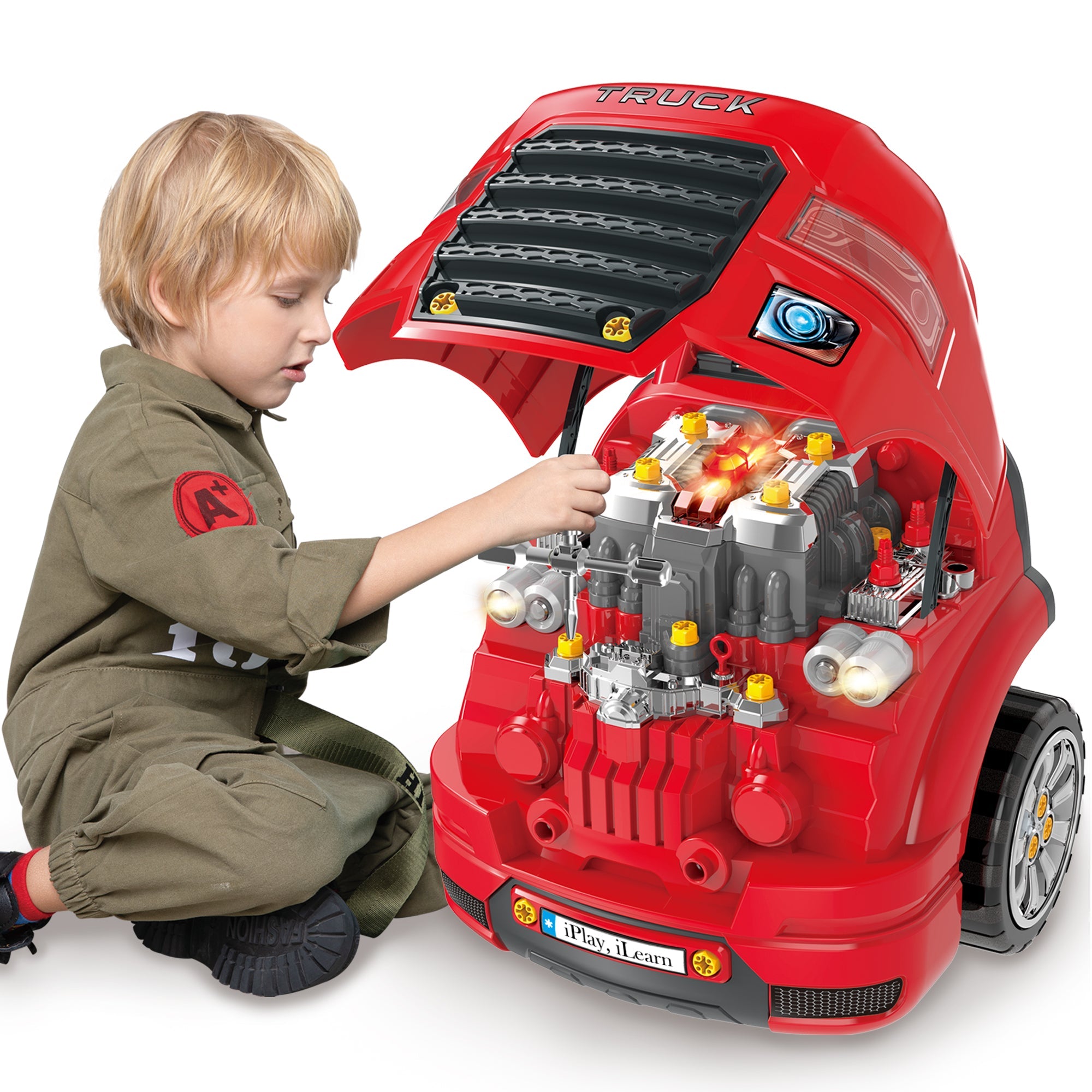 Large Truck Engine Toy, Kids Engineering Mechanic Toy