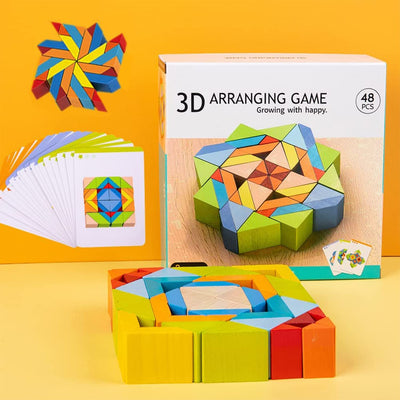 Rompecabezas mental de arreglo geométrico de madera en 3D - 178